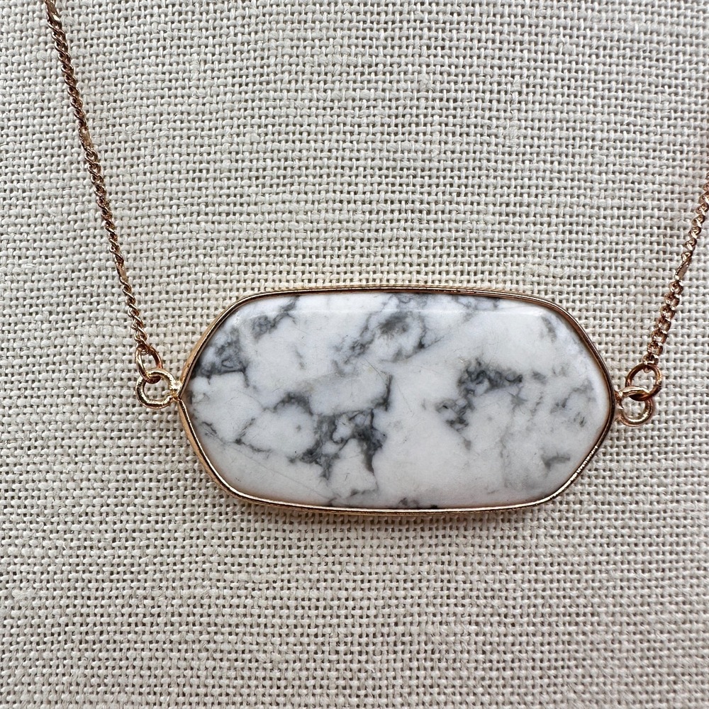 Vintage Y2K White Marble Rose Gold Chain Necklace Women's Jewelry 90s